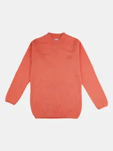 V-Mart Girls Peach-Coloured Cotton Pullover Sweater