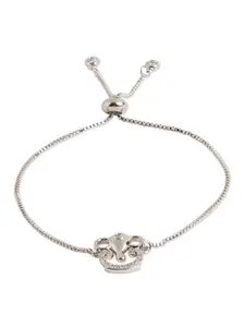 Tipsyfly Women Silver-Toned & White Brass Crystals Wraparound Bracelet