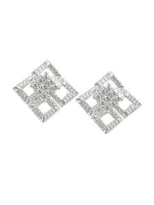 Tipsyfly White & Silver-Toned Contemporary Studs Earrings