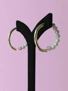 Tipsyfly White & Gold-Toned Contemporary Hoop Earrings
