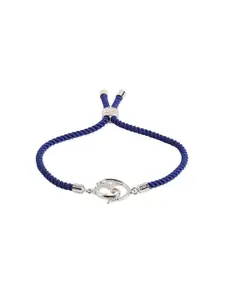 Tipsyfly Women Blue & Silver-Toned Brass Crystals Wraparound Bracelet