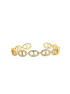 Tipsyfly Women Gold-Toned Brass Crystals Kada Bracelet
