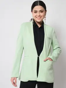 Orchid Blues Women Green Solid Comfort-Fit Casual Blazers