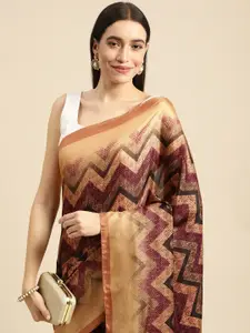 RACHNA Mustard Tussar Printed Saree