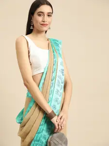 RACHNA Green & Beige Poly Georgette Saree