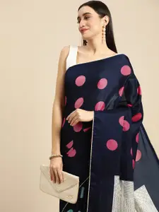 RACHNA Navy Blue Silk Cotton Saree