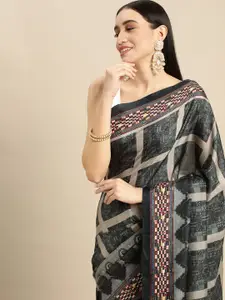 RACHNA Green Ethnic Motifs Tussar Saree