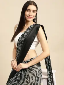 RACHNA Grey Ethnic Motifs Satin Saree