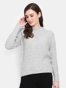 V-Mart Women Grey Acrylic Sweatshirt