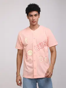 Snitch Men Pink Slim Fit Printed Cotton Casual Shirt