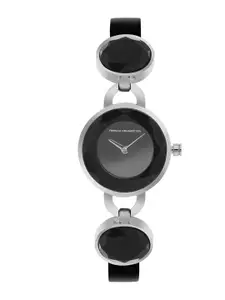 French Connection Women Black Dial & Leather Bracelet Style Straps Analogue Watch- FC1108B