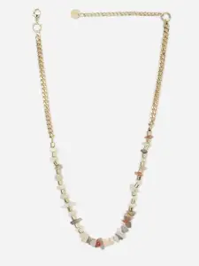 FOREVER 21 Women Gold-Toned & White Beaded Necklace