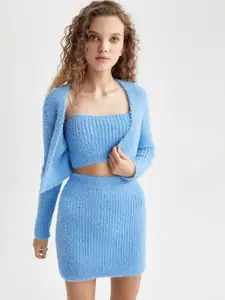 DeFacto Women Blue Mini Pencil Skirt