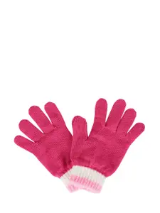 DeFacto Girls Pink Solid Acrylic Hand Gloves
