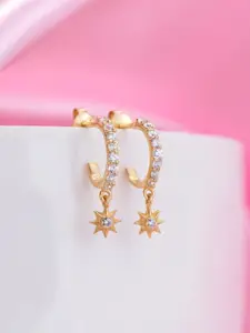 Zavya Gold-Plated Crescent Shaped Half Hoop Earrings