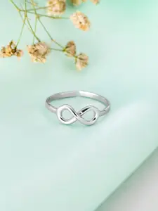 Zavya Women Rhodium-Plated 92.5 Sterling Silver Infinity Adjustable Ring