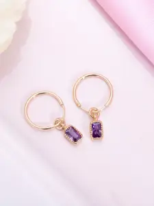 Zavya Rose Gold & Purple Square Drop Earrings