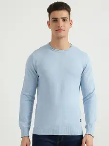 United Colors of Benetton Men Blue Cotton Pullover Sweater