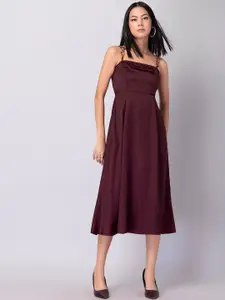 FabAlley Women Maroon  Fit And Flare Midi Dress