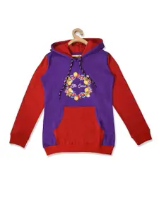 POMY & JINNY Girls Purple Printed Hooded Sweatshirt