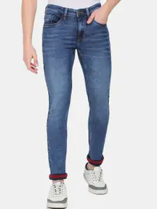 AD By Arvind Men Blue Skinny Fit Mid Rise Heavy Fade Jeans