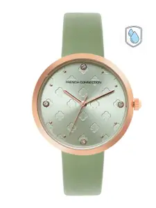French Connection Women Green Dial & Green Leather Straps Analogue Watch FCN00040G