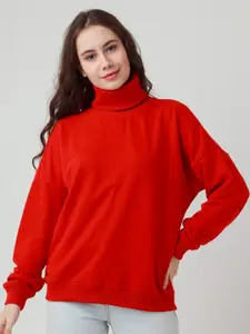 Zink London Women Red Solid Sweatshirt