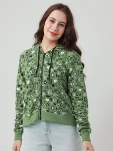 Zink London Women Green Printed Sweatshirt