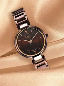 Titan Women Brown Brass Dial & Brown Stainless Steel Bracelet Style Straps Analogue Watch 2608QM02