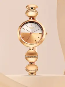 Titan Women Silver-Toned Brass Dial & Rose Gold Toned Stainless Steel Bracelet Style Straps Analogue Watch 2606WM11