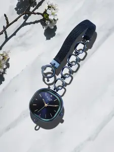 Titan Women Blue Brass Dial & Blue Stainless Steel Bracelet Style Straps Analogue Watch 2693QM01