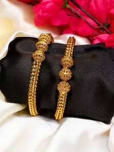 GRIIHAM Women Set Of 2 Gold-Plated & AD Studded Bangles