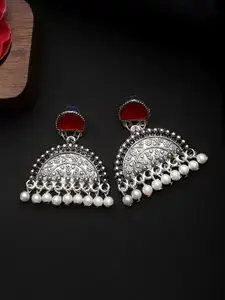 CARDINAL Silver-Plated Spherical Drop Earrings