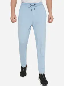 JADE BLUE Men Sky Blue Cotton Solid Slim-Fit Track Pants