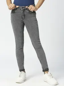 JUSTICE Girls Grey Slim Fit Heavy Fade Jeans