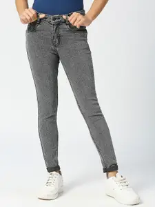 JUSTICE Girls Grey Slim Fit Heavy Fade Jeans