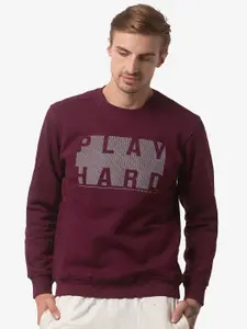 Status Quo Men Maroon Printed Sweatshirt