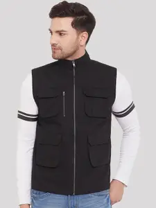 CHILL WINSTON Men Black Solid Cotton Tailored Jacket