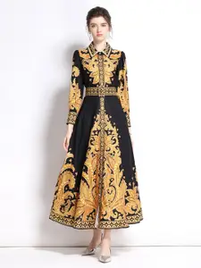 JC Collection Black Ethnic Motifs Maxi Dress