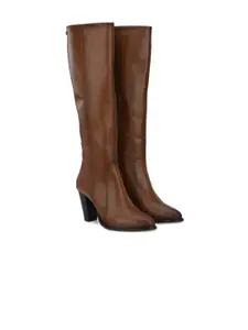 Delize Women Tan Brown Leather Chelsea knee Boots