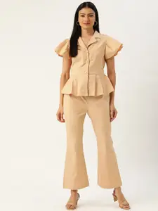 MISRI Women Solid Top With Trousers Set
