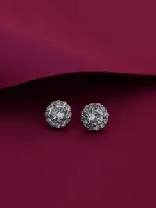 Carlton London Women Silver-Toned Circular Studs Earrings