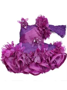 AMIRTHA FASHION AMIRTHA FASHION Violet Floral Self Design Fit & Flare Dress