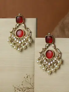 Priyaasi Gold-Toned Contemporary Gold-Plated Drop Earrings