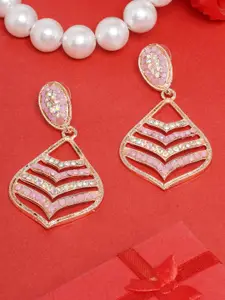 DIVA WALK Gold-Toned & Pink Gold-Plated Drop Earrings