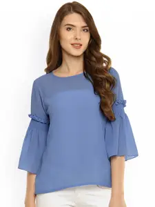 Miss Chase Women Blue Solid Top