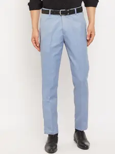 VEI SASTRE Men Blue Smart Slim Fit Trousers
