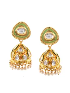 Jewar Mandi Gold-Plated Gold-Toned Classic Jhumkas Earrings