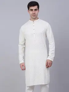 Jompers Men Ethnic Motifs Embroidered Mirror Work Cotton Kurta