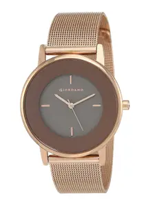 GIORDANO Women Rose Gold-Toned Dial & Rose Gold-Plated Bracelet Style Straps Analogue Chronograph Watch
